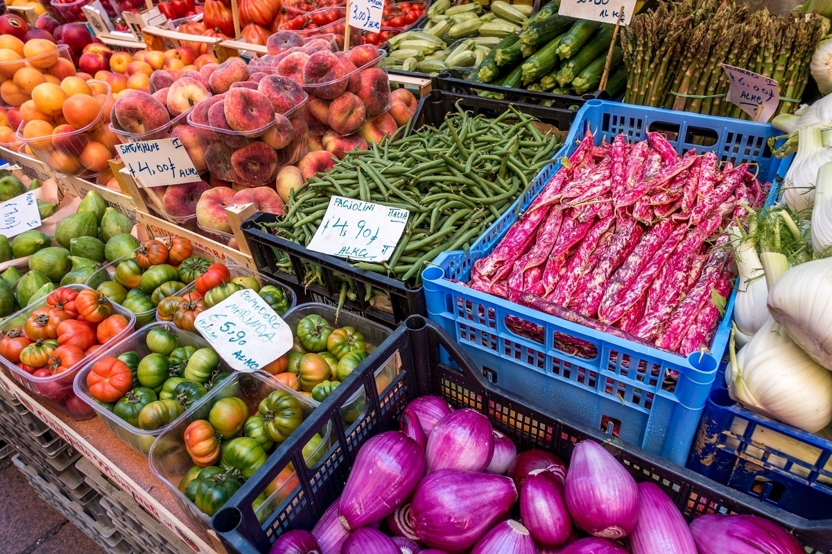 Colorful Emilia Romagna food and produce for sale