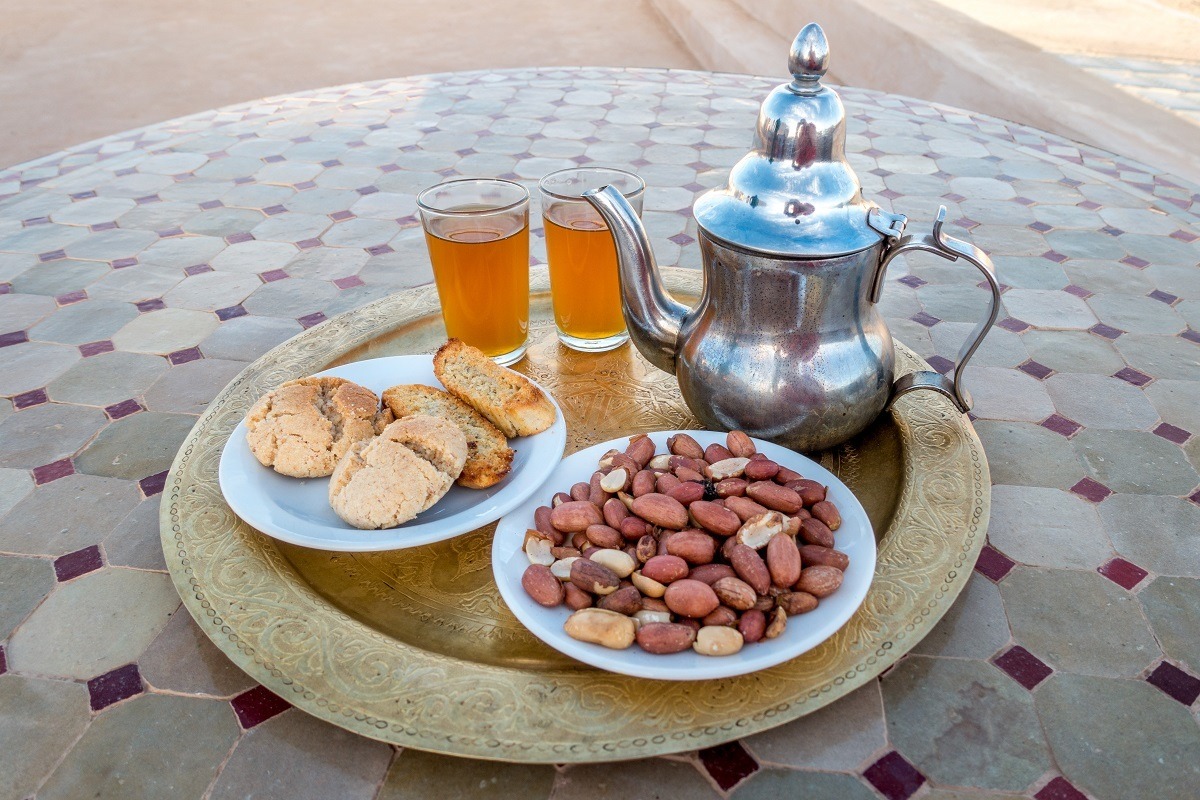 Mint tea, cookies, and nuts