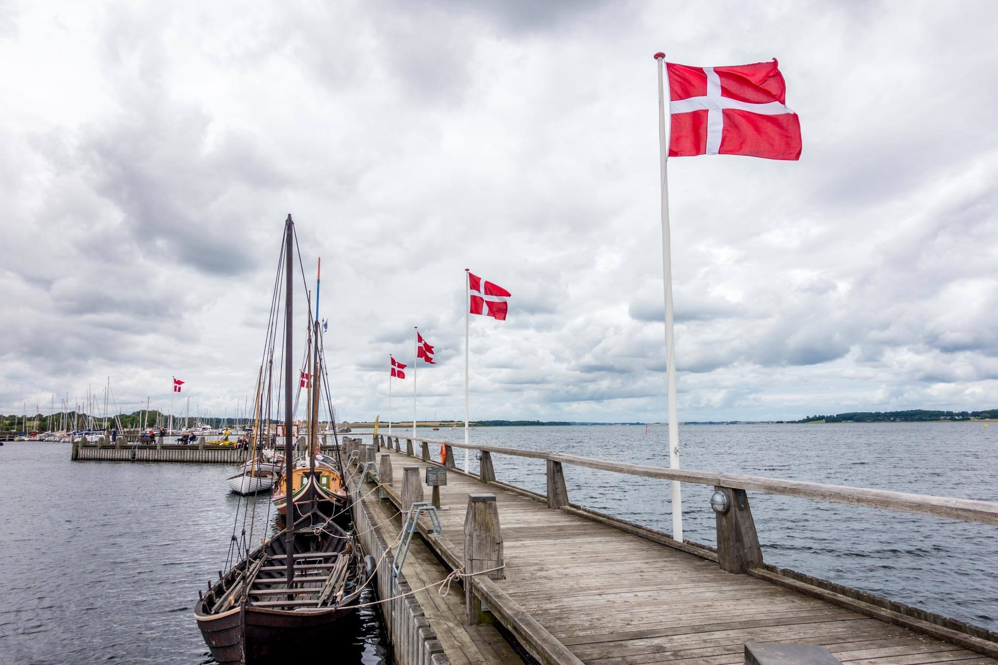 Replica ships at the Roskilde Viking Ship Museum in Denmark