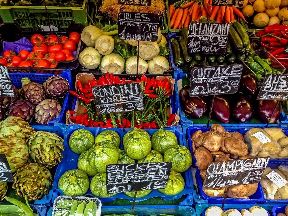 Vegetables on display at Vienna's Naschmarkt