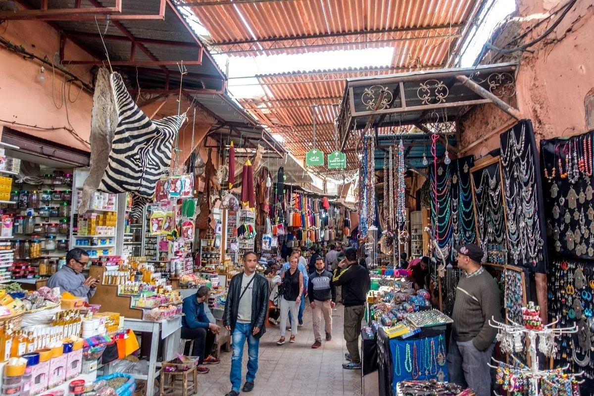 Stores full of merchandise in the souks